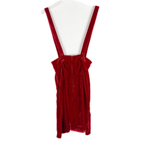 NWT Modcloth Crushed Velvet Suspender Skirt Holly Berry Red Size Small S NEW - Picture 10 of 13